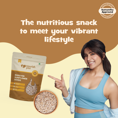 Nourish You: Organic Roasted Sunflower Seeds - Rich in Protein , Healthy Snacks , Gluten free -Pack of 2 X 100g each