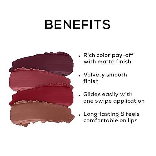 Renee Cosmetics: Very Matte - Pack of 4 Matte Lipsticks  Intense Color Pay Off, Full Coverage Long Lasting Weightless Velvety Formula