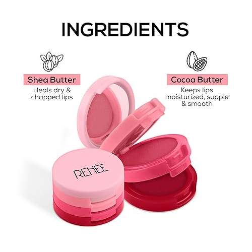 Renee Cosmetics: Glam Stack 3-In-1 Lip & Cheek Tint - Pink 4.5g - 3 Shades in 1, Rich Creamy Natural Seamless Finish, Smooth & Blendable Formula - Travel Friendly, Quick & Easy to Use