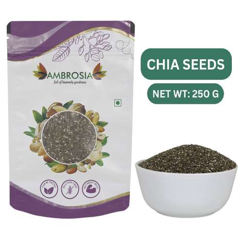 Ambrosia: Ambrosia Raw Unroasted Chia Seeds Pouch 250g | Chia Seed for Weight Loss Omega 3| Fibre