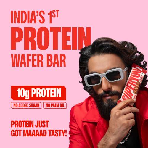 SuperYou: Strawberry Protein Wafer Bars (Pack of 10)|10g Protein, 3g Fiber, No Added Sugar 400g