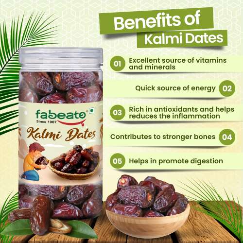 Fabeato: Premium Kalmi Dates/Khajoor 400g  Rich Source of Potassium & IronNaturally SweetNo Added Sugar.
