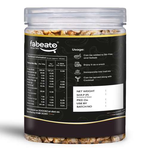 Fabeato: Salt & Pepper Cashews 250g - Premium Kaju Dry Fruits, Whole Crunchy Cashews- Rich in Protein, Nutritious, Crunchy & Delicious - Gluten Free -Plant based Protein