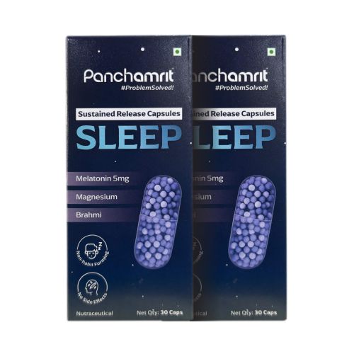 Panchamrit: Sustained Release Capsule For Sleep with 5mg Melatonin, 30mg Valerian Root ,Deep, Relaxing, Undisturbed Sleep ,Non-Habit Forming 2*30 Caps