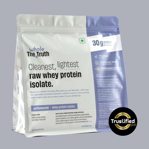 The Whole Truth: Whey Protein Isolate Unflavoured 1 kg (2.2 lbs)  30g Protein per scoop  7.7g BCAA  100% Authentic Whey & No Adulteration  Improved Strength, Faster Recovery & Muscle Building