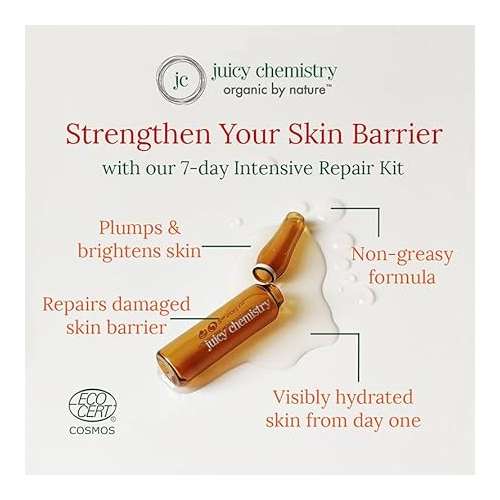 Juicy Chemistry: Prebiotic Ferment Barrier Repair Face Serum, 7 x 2 ml | Natural 7-day Ampoule Kit for a Healthy Skin Barrier & Brighter Skin | Ecocert Certified Natural for Men & Women | Cruelty-free & 100% Vegan