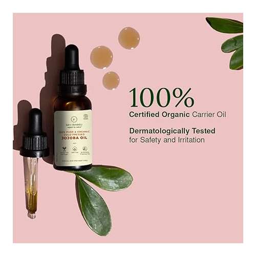 Juicy Chemistry: Organic Jojoba Oil, 30 ml | 100% Pure, Cold Pressed & Virgin | Carrier Oil for Skin, Hair & Cuticles | Naturally Rich in Vitamin E & Ceramides | Deeply Moisturising Anti-Ageing Oil for Men and Women | Ceramide Rich for Skin Barrier Protection & Collagen