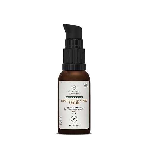Juicy Chemistry: BHA Serum, 10 ml, For Face Acne Control & Pitted Scars, Certified Natural Clarifying Face Serum with Willow Bark & Turmeric, Exfoliates & Improves Skin Texture