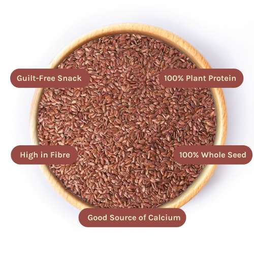 Nourish You: Organic Roasted Flax Seeds- Gluten free & Protein rich , Healthy Snacks  -Pack of 1 ( 100g  )