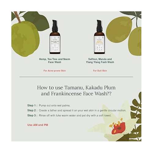 Juicy Chemistry: Tamanu & Kakadu Plum Face Wash, 100 ml | Antioxidant-rich Face Wash for Pigmented and Dull Skin - Certified Organic & Clinically Tested - For Normal, Oily & Combination Skin Type