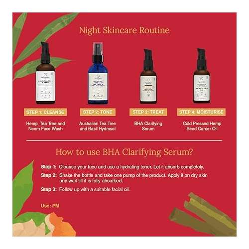 Juicy Chemistry: BHA Serum, 30 ml, for Face Acne Control & Pitted Scars, Certified Natural Clarifying Face Serum with Willow Bark & Turmeric, Exfoliates & Improves Skin Texture