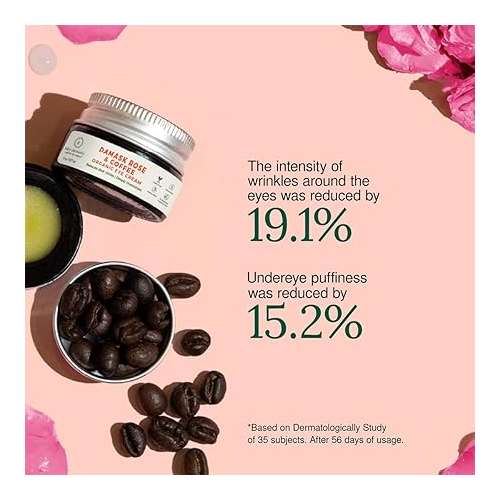 Juicy Chemistry: Damask Rose & Coffee Under Eye Cream, 5 g, Caffeine-rich Eye Cream for Dark Circles, Fine Lines & Puffy Under Eyes - Certified Organic Night Eye Cream