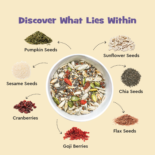Nourish You: Antioxidant Boost 7 in 1 Super Seed Mix - 100g ( Sunflower seeds, chia seeds, flax seeds, sesame seeds, pumpkin seeds, cranberries, and goji berries )