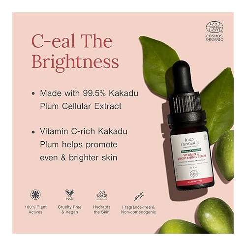 Juicy Chemistry: Vitamin C Brightening Serum, 10 ml | Natural Vitamin C Serum for Glowing, Brighter & More Radiant Skin | Beginner Friendly Potent, Bioavailable Serum | Cruelty-free & 100% Vegan