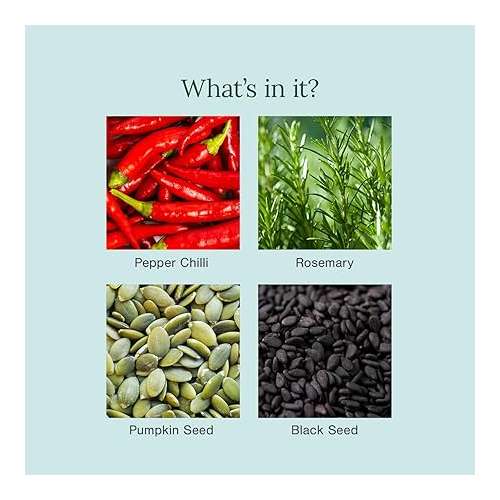 Juicy Chemistry: Chilli, Horsetail & Blackseed Hair Growth Oil, 30 ml | Enriched with Rosemary Oil & Kalonji Oil to Control Hair Fall | Clinically Proven Hair Growth Oil with Natural DHT Blockers for Men & Women | For Healthy Hair, Scalp Nourishment & Hair Regrowth | Der
