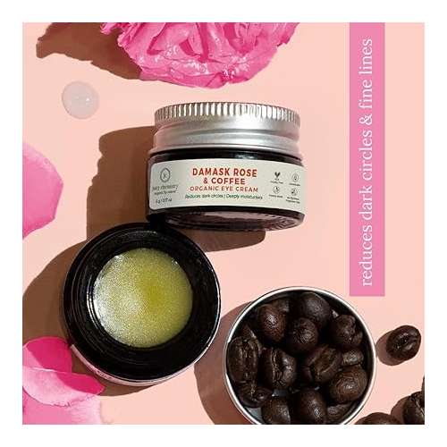 Juicy Chemistry: Damask Rose & Coffee Under Eye Cream, 5 g, Caffeine-rich Eye Cream for Dark Circles, Fine Lines & Puffy Under Eyes - Certified Organic Night Eye Cream