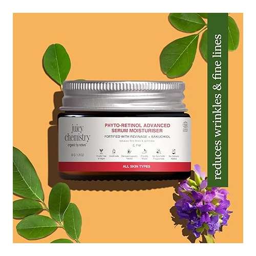 Juicy Chemistry: Phyto-Retinol Advanced Serum Moisturiser, 50 g | Anti-ageing Serum Powerhouse for Smoother, Softer and Glowing Skin | Vegan Serum for Face