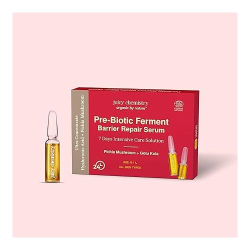 Juicy Chemistry: Prebiotic Ferment Barrier Repair Face Serum, 7 x 2 ml | Natural 7-day Ampoule Kit for a Healthy Skin Barrier & Brighter Skin | Ecocert Certified Natural for Men & Women | Cruelty-free & 100% Vegan