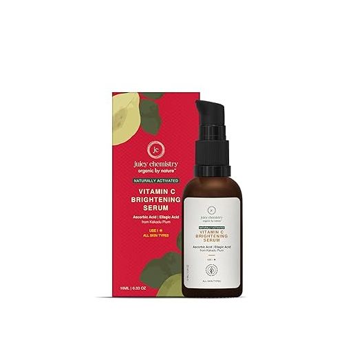 Juicy Chemistry: Vitamin C Brightening Serum, 10 ml | Natural Vitamin C Serum for Glowing, Brighter & More Radiant Skin | Beginner Friendly Potent, Bioavailable Serum | Cruelty-free & 100% Vegan