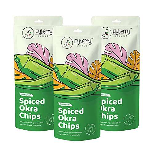 Flyberry Gourmet: Spiced Okra Chips - Vacuum Fried (Pack of 3) 20g each