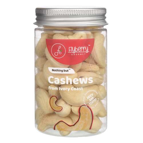 Flyberry Gourmet: Premium Whole Cashew W240-Grade, 200g (Pack of 2, 100g each) | Gluten Free & Plant Protein | Imported from Ivory Coast