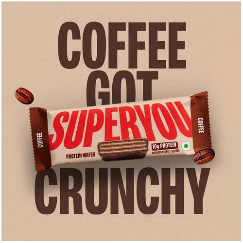 SuperYou: Coffee Protein Wafer Bars (Pack of 10)|10g Protein, 3g Fiber, No Added Sugar|Yeast Fermented Protein