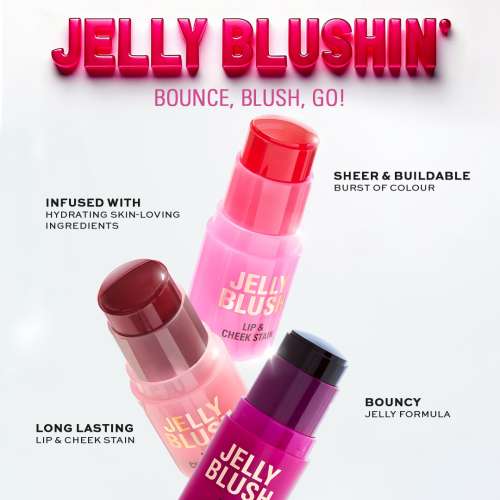 Makeup Revolution: Jelly Blush Stick Lip and Cheek Stain Strawberry Pink