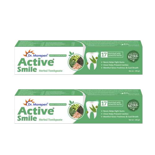 Dr. Morepen: Herbal Toothpaste with Bamboo Toothbrush -100 gm Pack of 2
