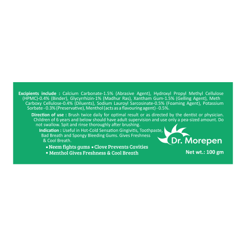 Dr. Morepen: Herbal Toothpaste with Bamboo Toothbrush -100 gm Pack of 2