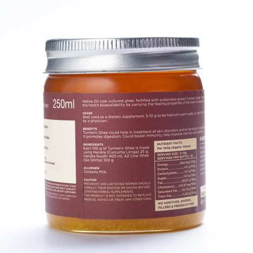 Two Brothers Organic Farms: A2 Gir Cow Turmeric Ghee (250ml)