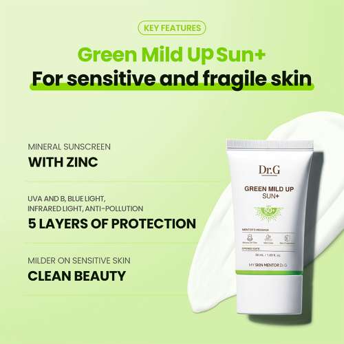 DR.G: Green Mild Up Mineral Sunscreen Spf50+ Pa++++ 50ml