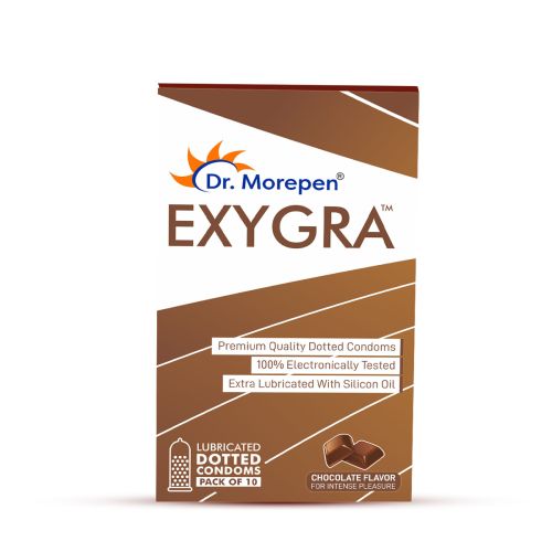 Dr. Morepen: Exygra Chocolate Flavoured Dotted Condom 10s - Pack of 2 Dr. Morepen: Exygra Chocolate Flavoured Dotted Condom 10s - Pack of 2