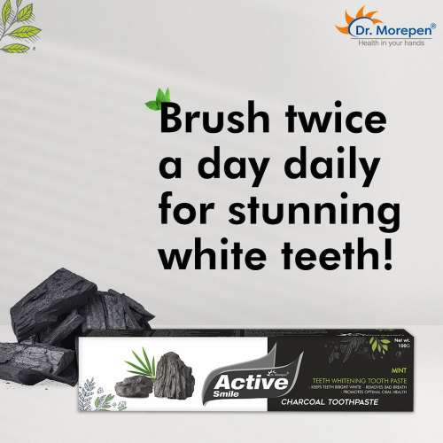 Dr. Morepen: Charcoal Toothpaste with Bamboo Toothbrush - 100gm
