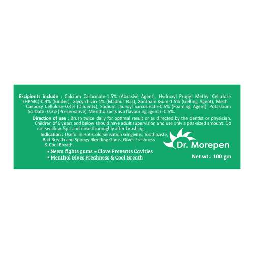 Dr. Morepen: Herbal Toothpaste with Bamboo Toothbrush -100 gm