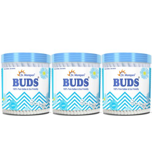 Dr. Morepen: Pure Cotton & Eco-Friendly Earbuds - 100 Cotton Buds pack of 3