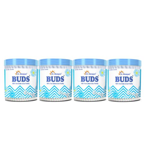 Dr. Morepen: Pure Cotton & Eco-Friendly Earbuds - 100 Cotton Buds pack of 4