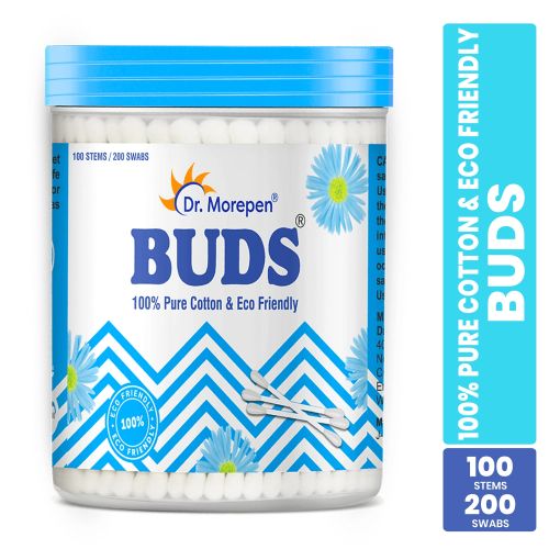 Dr. Morepen: Pure Cotton & Eco-Friendly Earbuds - 100 Cotton Buds pack of 2