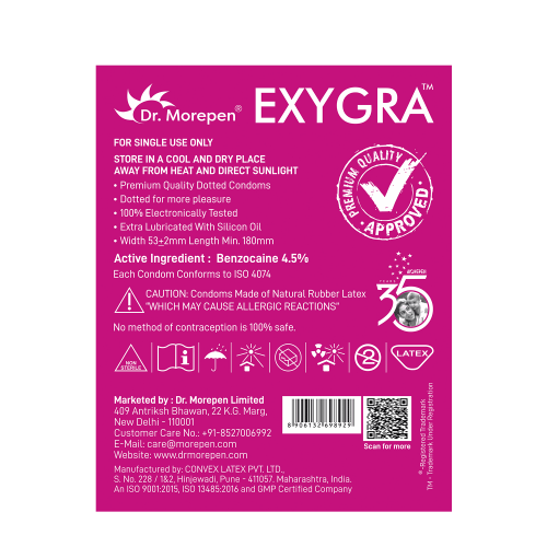 Dr. Morepen: Exygra Longlast Bubblegum Flavoured Condom - Pack of 10