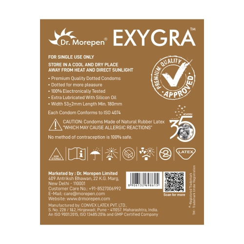 Dr. Morepen: Exygra Chocolate Flavoured Condom - Pack of 10