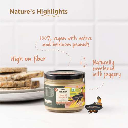 Two Brothers Organic Farms: Stoneground Creamy Peanut Butter with Jaggery (300G)