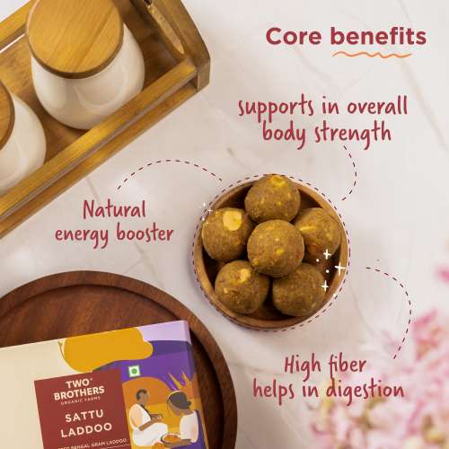 Two Brothers Organic Farms: Sattu and Jaggery Laddu/Laddoo (350 Gm)