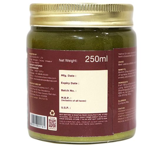 Two Brothers Organic Farms: A2 Gir Cow Ghee (Brahmi) 250ml