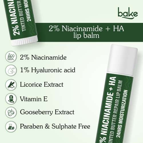 Bake Cosmetics: 2% Niacinamide + Hyaluronic Acid Tinted Lip Balm - Brightening & Moisturizing for Pigmented Lips