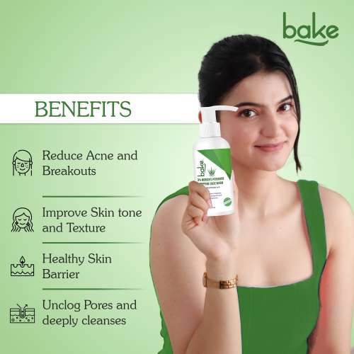 Bake Cosmetics: 3% Benzoyl Peroxide + Peptide Milky Face Wash - For Acne, Blackheads & Pores
