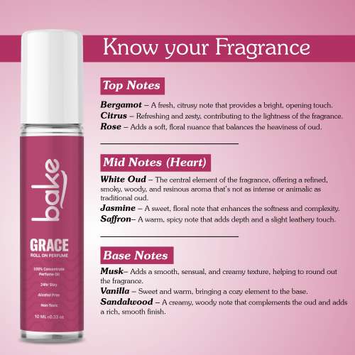 Bake Cosmetics: Grace 100% Concentrated Perfume Oil Roll-on - White Oud (Unisex)