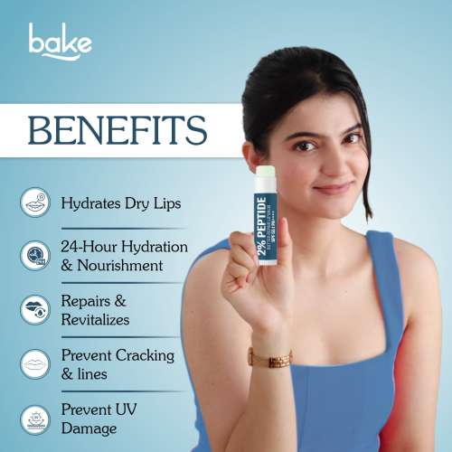 Bake Cosmetics: 2% Peptide + Ceramide Butter Brightening Lip Balm SPF 55 PA++++ with 24 Hour Moisturization For Dark, Pigmented, Dry, Flaky & Chapped Lips