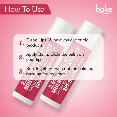 Bake Cosmetics: 2.5% Kojic Acid + Mulberry Extract Tinted Lip Balm SPF 55 PA++++ - Brightens Dark, Dry & Pigmented Lips