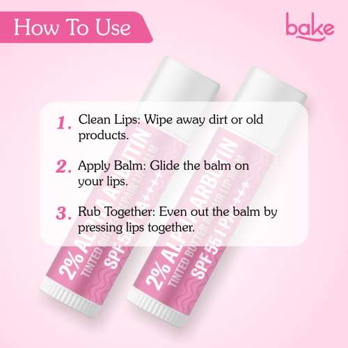Bake Cosmetics: 2% Alpha Arbutin Tinted Lip Balm SPF 55 PA++++ + Niacinamide - For Pigmented, Dry & Chapped Lips
