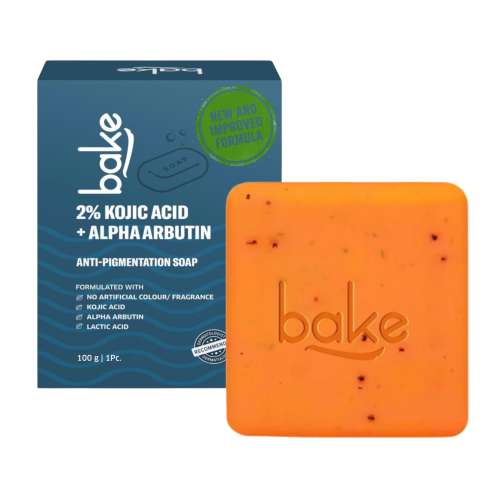 Bake Cosmetics: 2% Kojic Acid Scrub Soap for Pigmentation, Dark Spots & Tan Removal with Alpha Arbutin & MelasaRx-(Pack of 1 - 100gm )