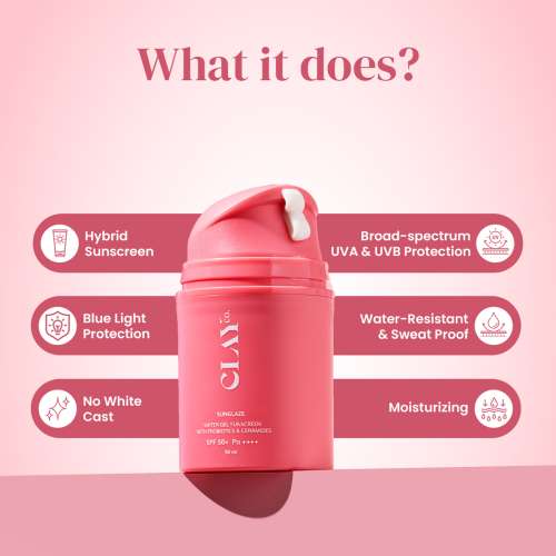 ClayCo.: Sunglaze Sunscreen SPF 50 PA ++++ with Probiotic & Ceramides (50ml)